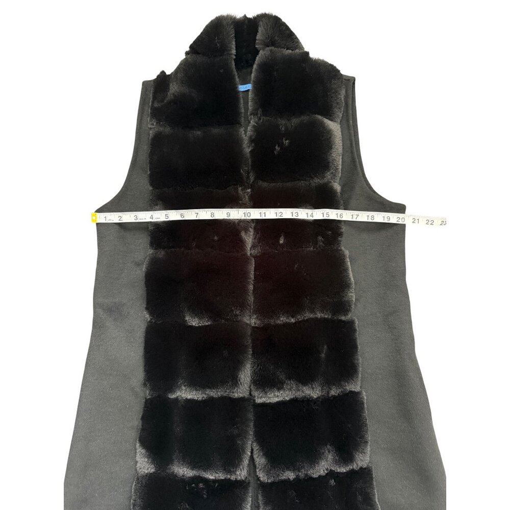 J. McLaughlin Womens Size L Black Faux Fur Vest Sleeveless Open Front Cozy Chic - Picture 6 of 8